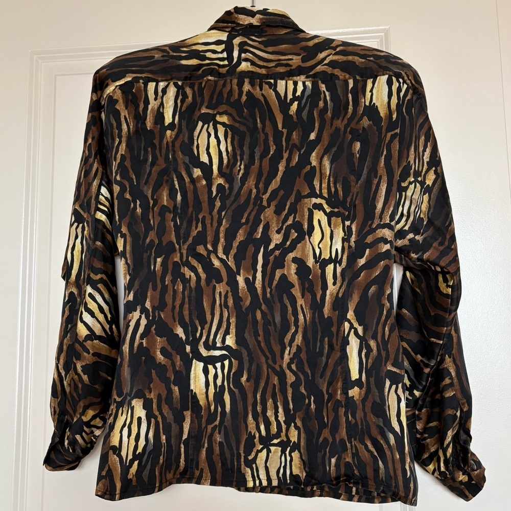 Vintage 1980s Escada 100% Silk Animal Print Button Down Blouse - Picture 2 of 6